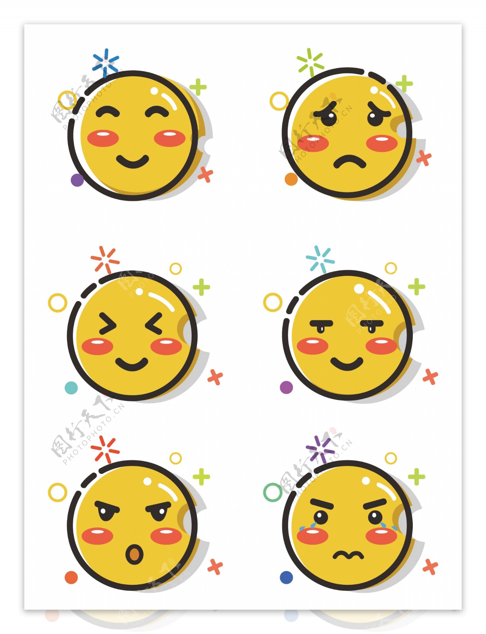 黄色小人可爱卡通表情包可商用元素