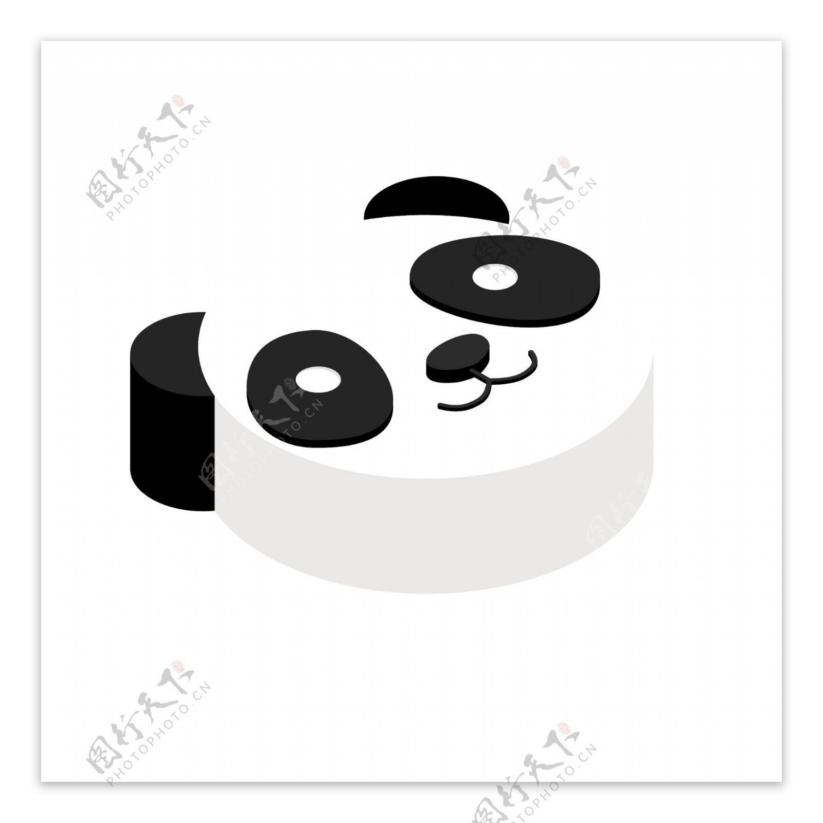 2.5D可爱熊猫头像立体图标可商用元素