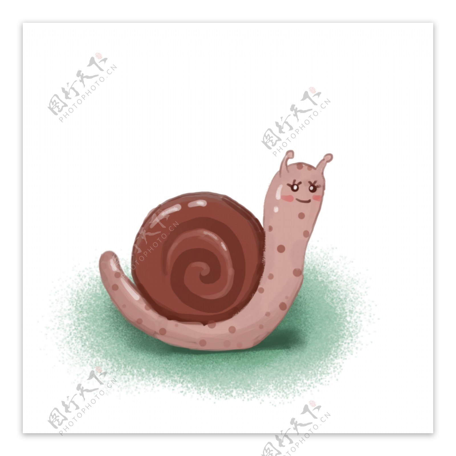 手绘卡通小蜗牛透明底可商用素材