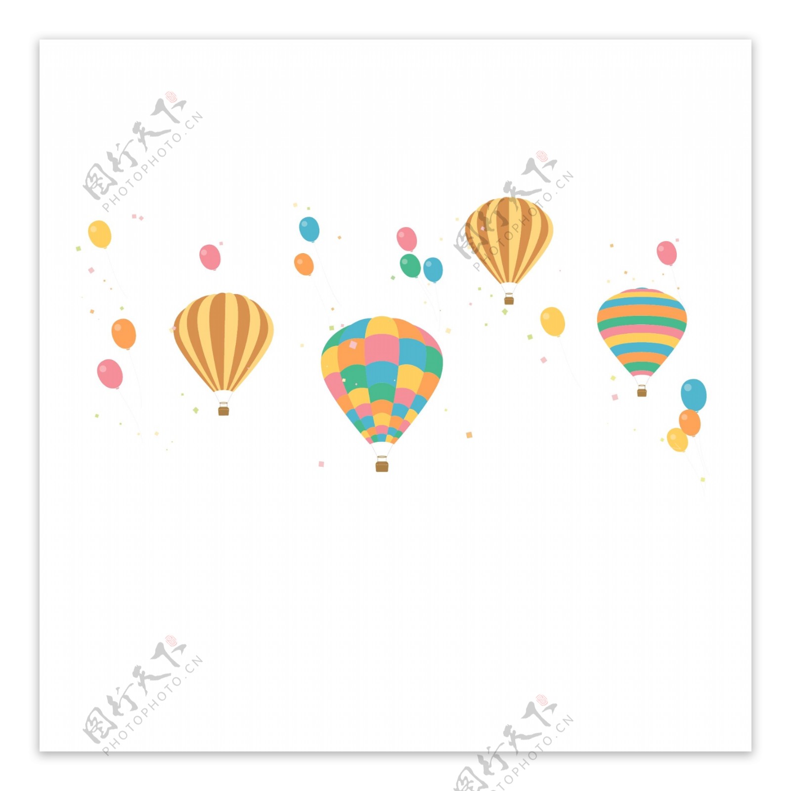 可爱卡通彩色热气球矢量海报漂浮元素