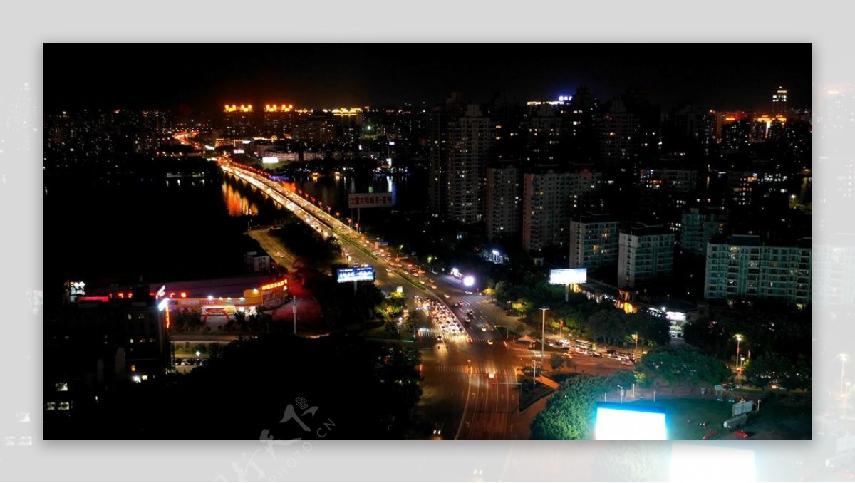 惠州延时航拍东江大桥夜景