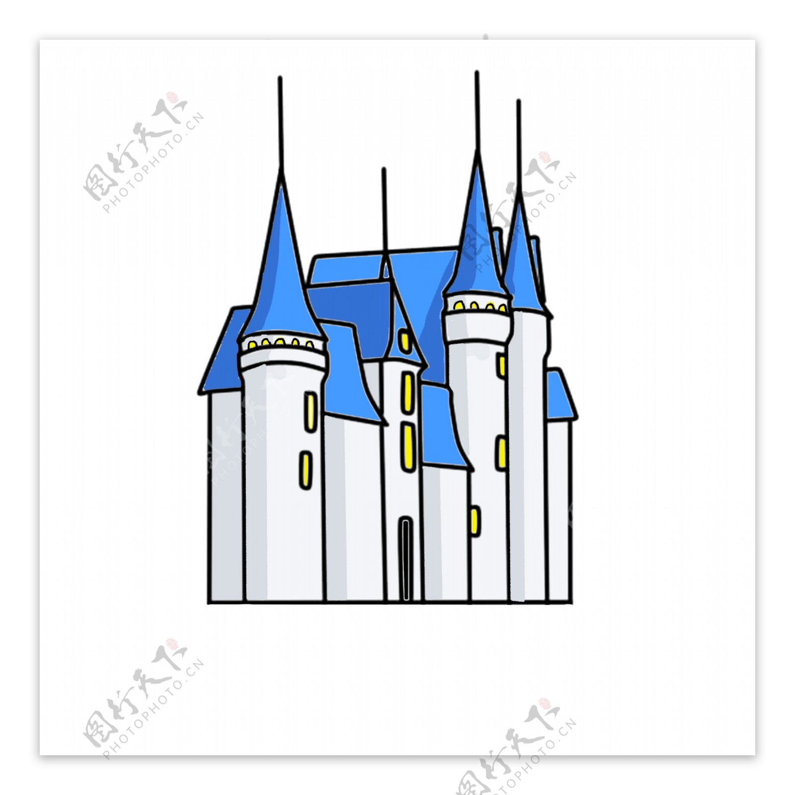 蓝色建筑城堡设计可商用元素