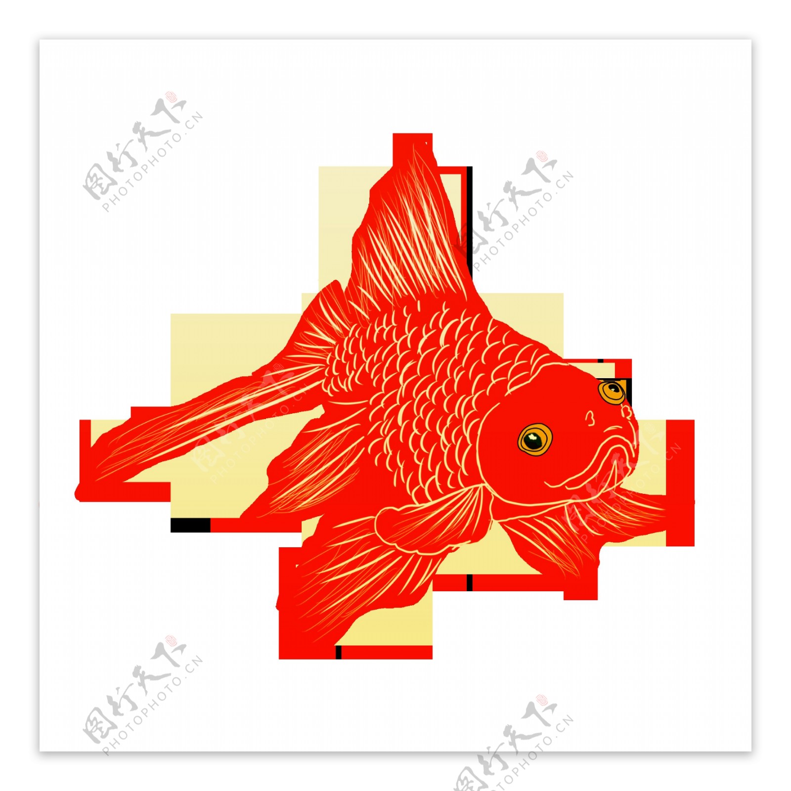 手绘金鱼金色金鱼可商用元素