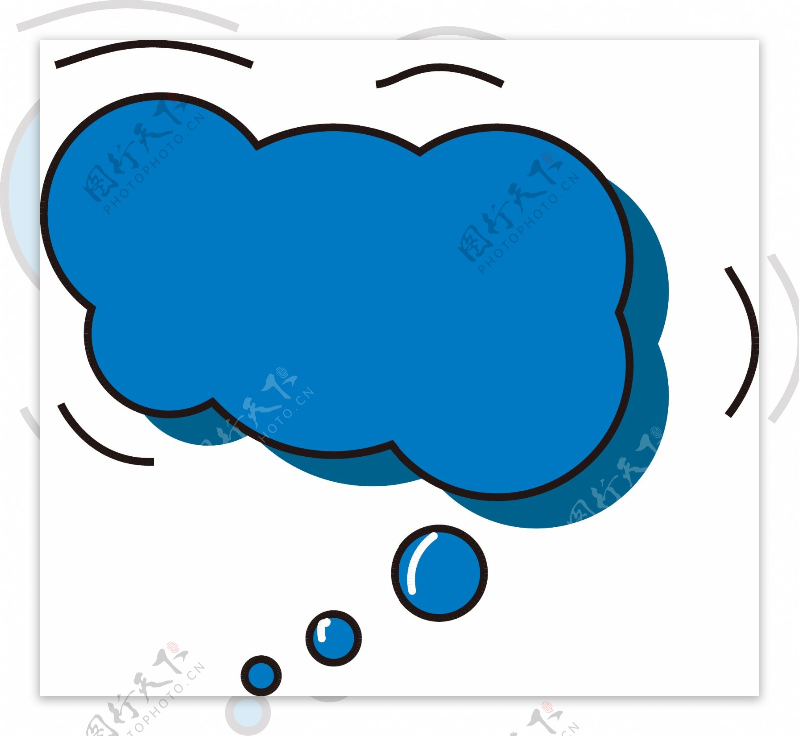 卡通可爱蓝色矢量云朵对话框
