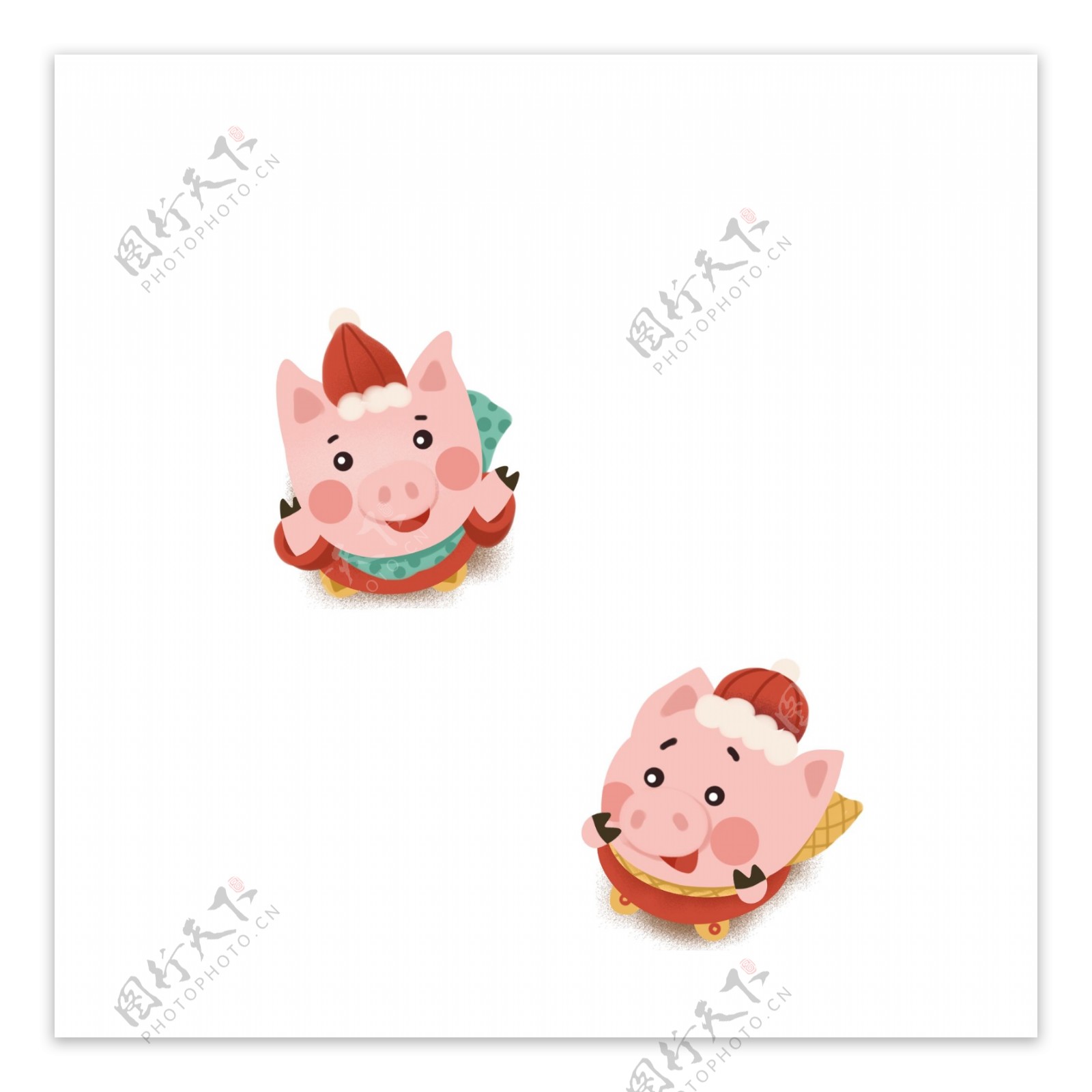 猪年卡通两个小猪设计可商用元素