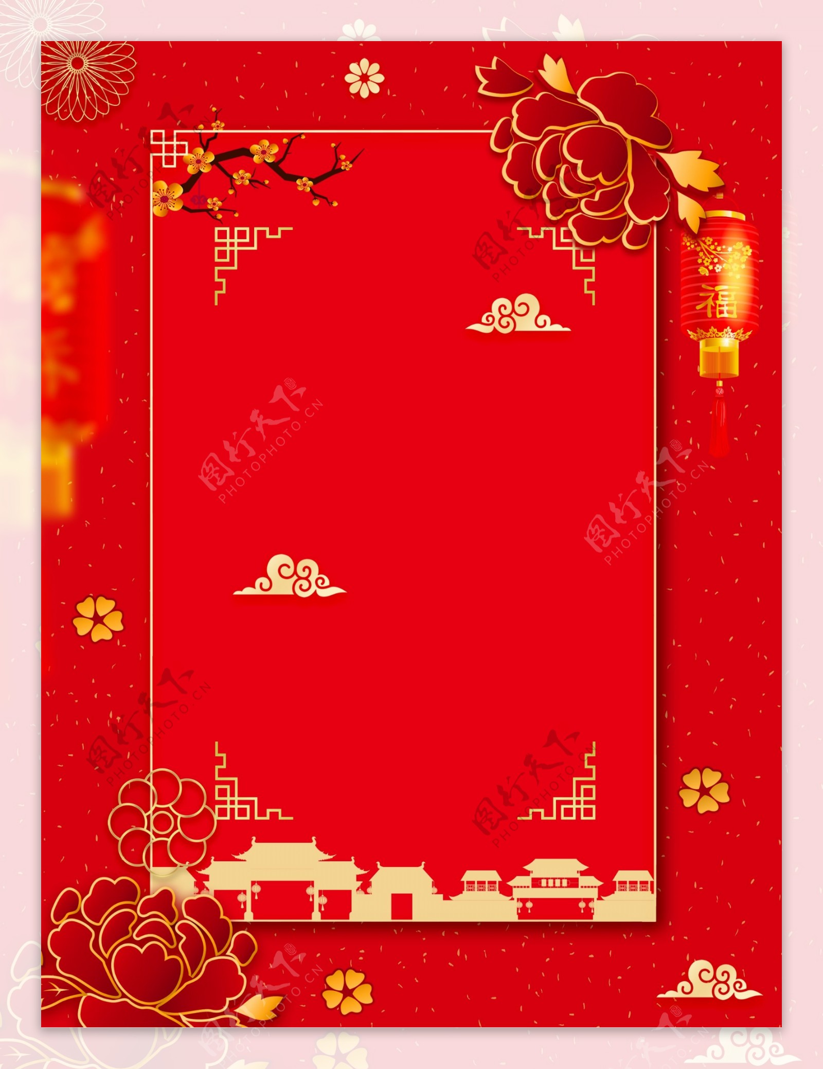 中国风喜庆猪年新春背景设计