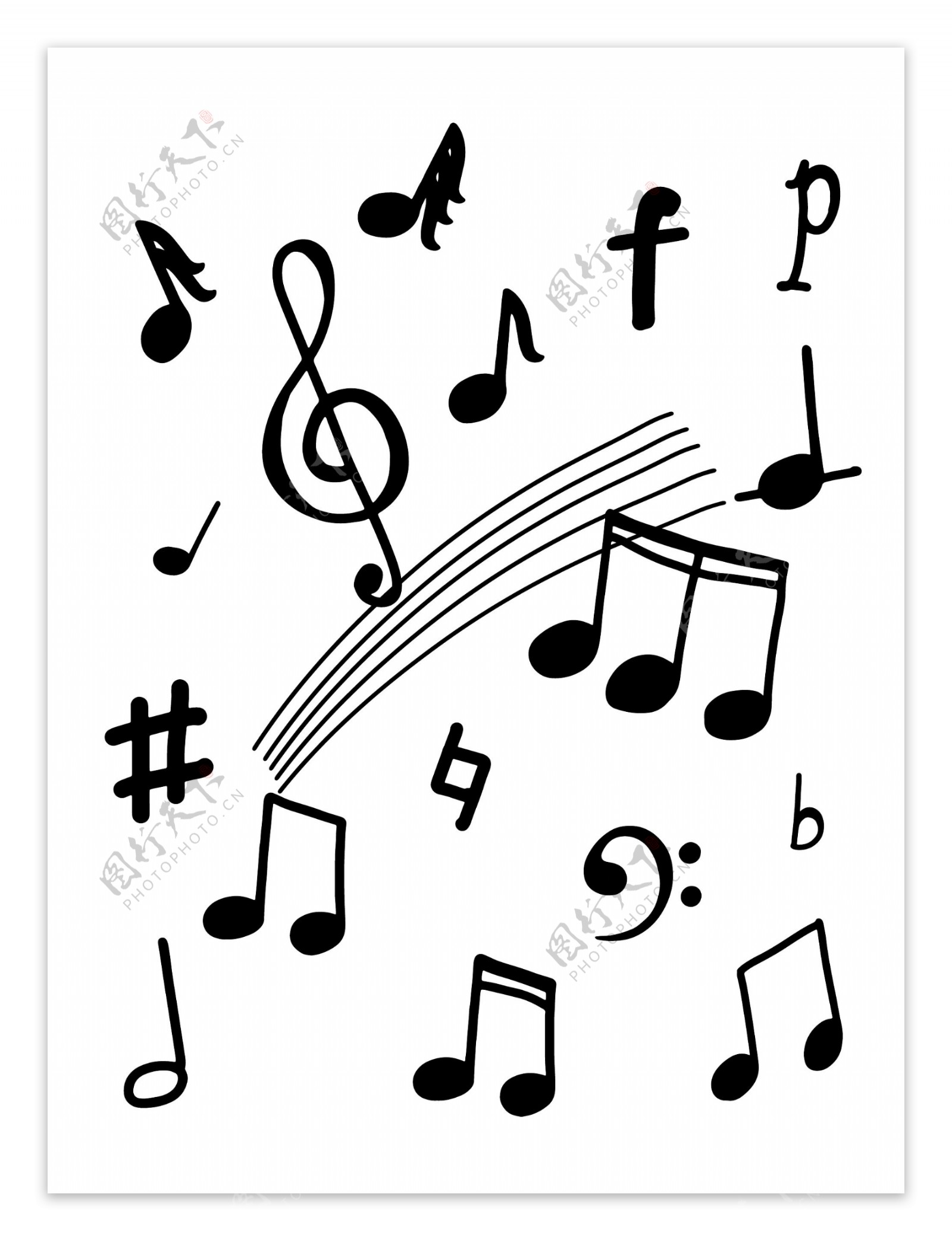 简约黑白可编辑音乐符号图标可商用小元素