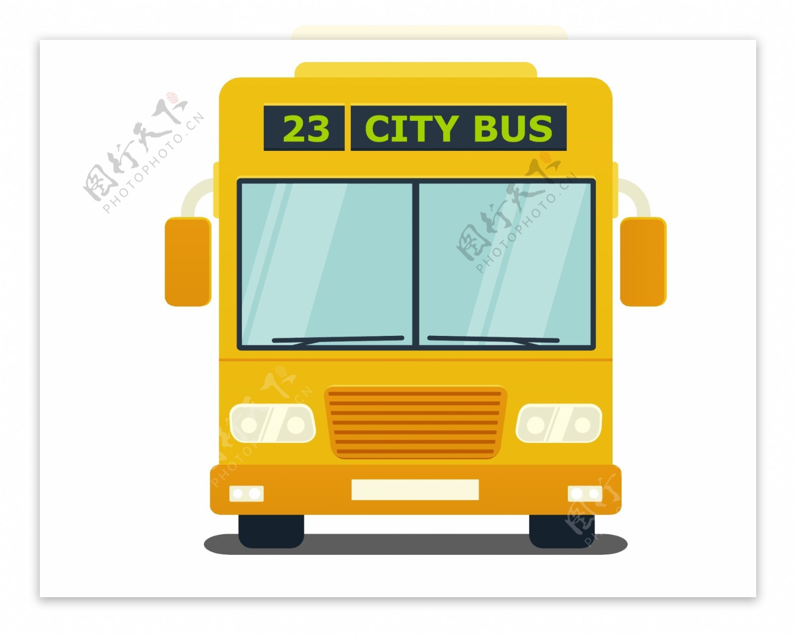 手绘黄色23路公交车元素