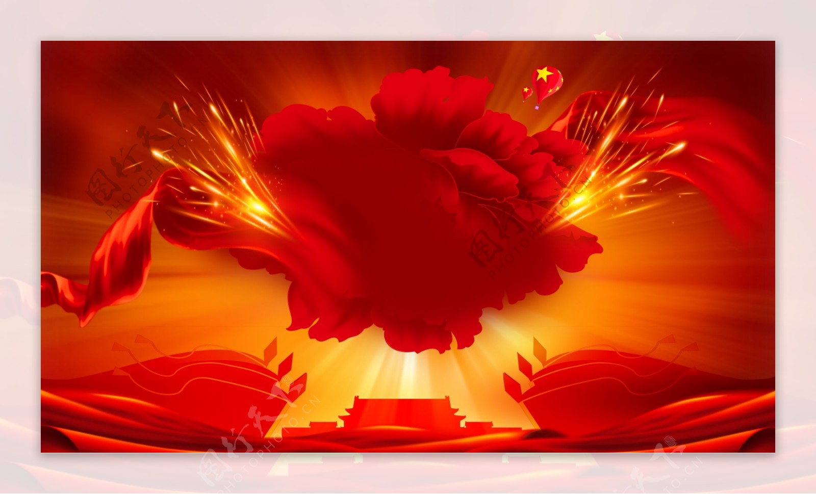 红色十一国庆节促销展板背景