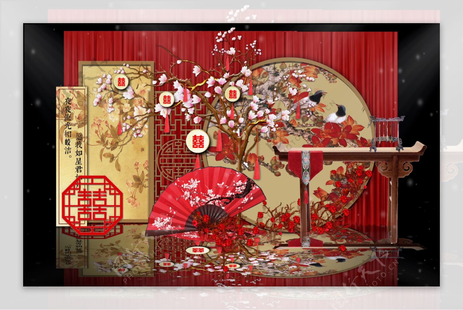 中式红色复古浪漫婚礼迎宾