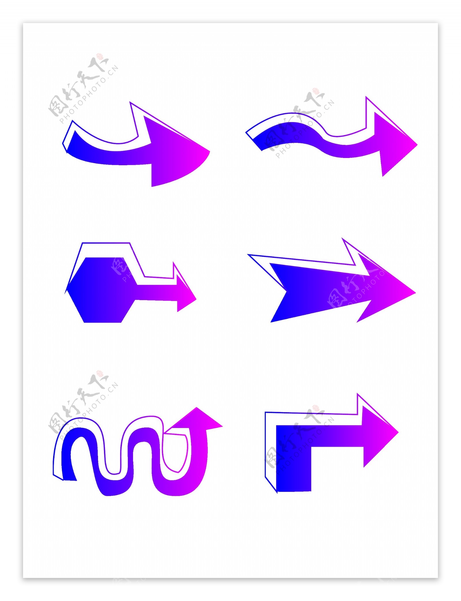 箭头蓝紫色简约线条渐变简约风可商用