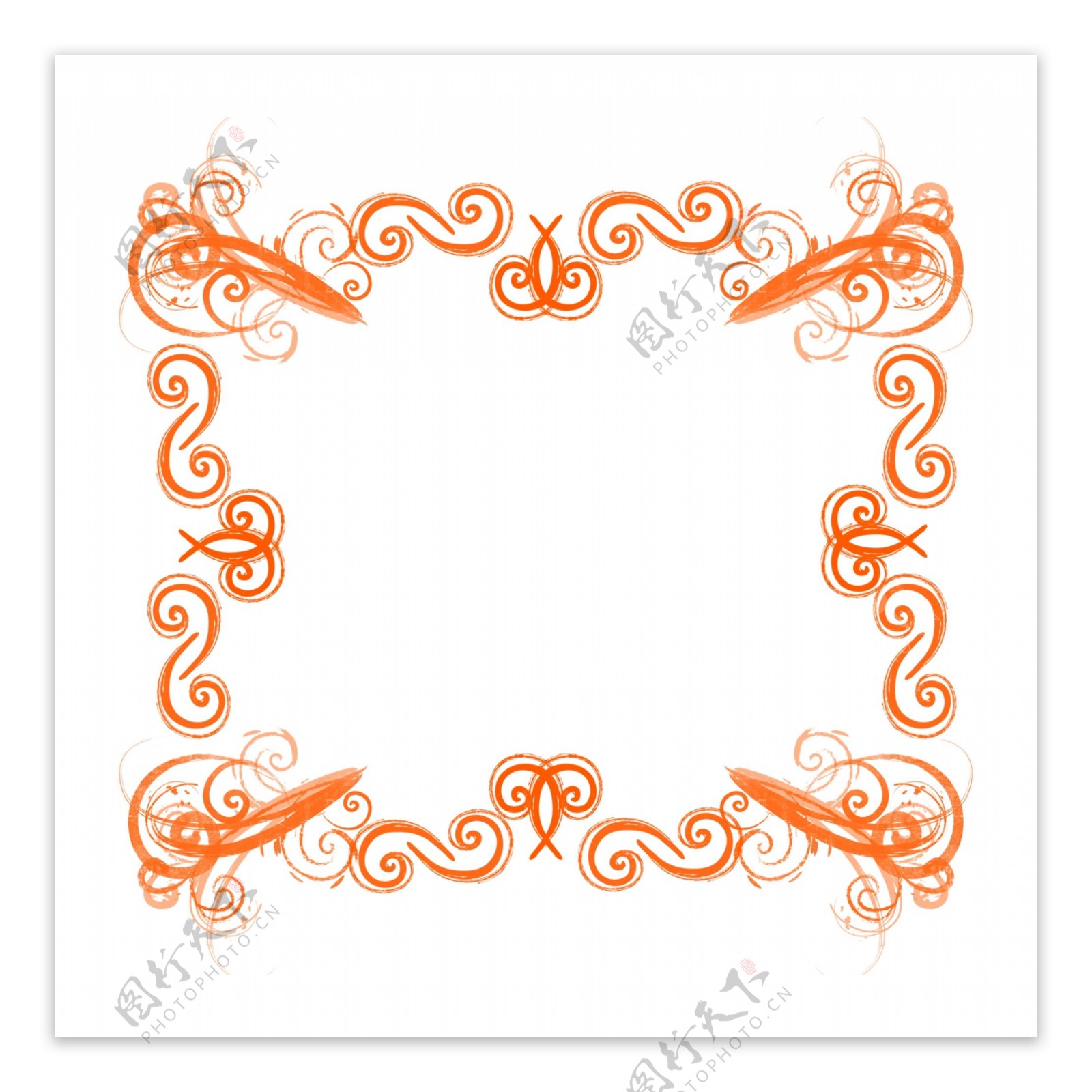 原创欧式复杂边框套图橙色可商用元素