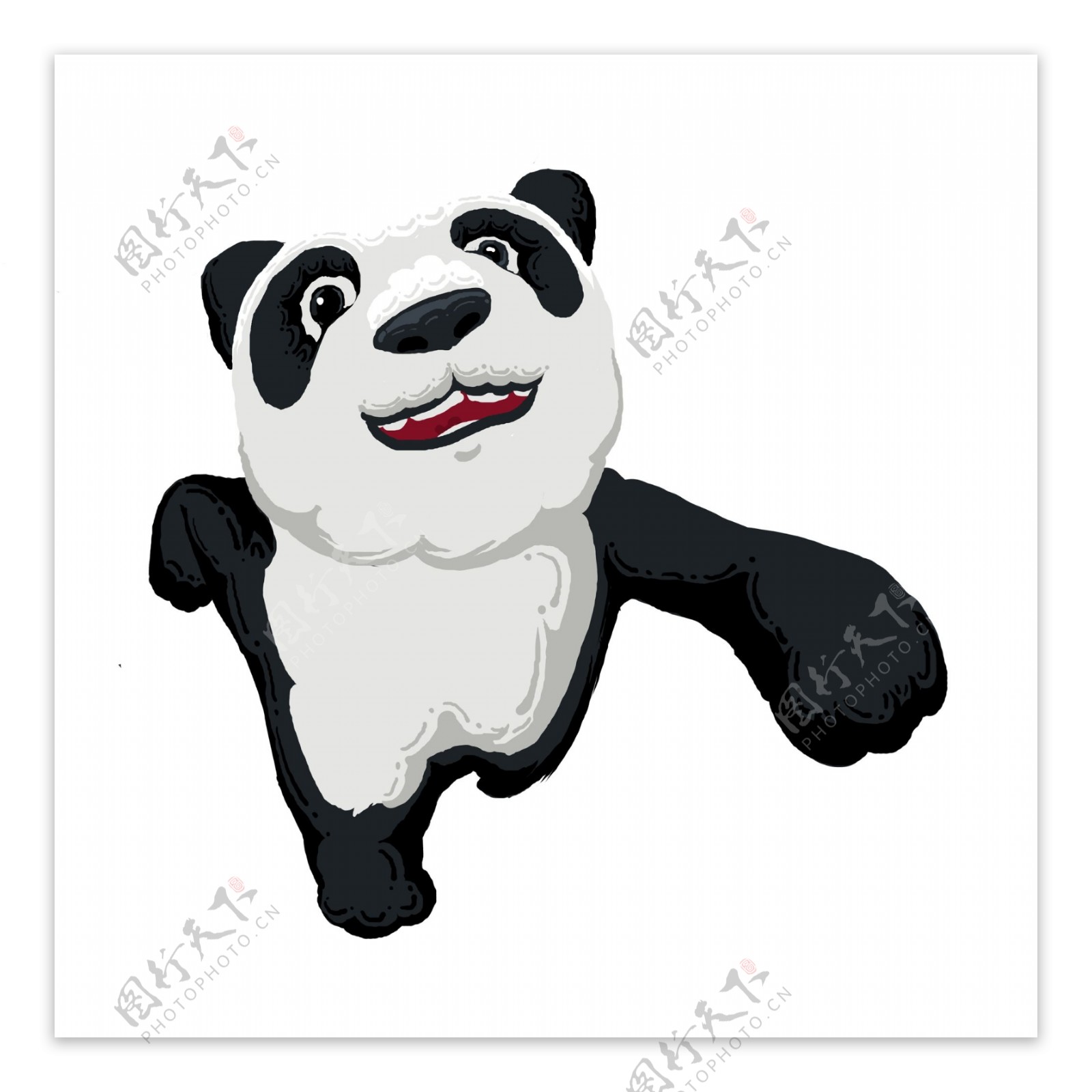 狂奔的熊猫卡通设计可商用元素