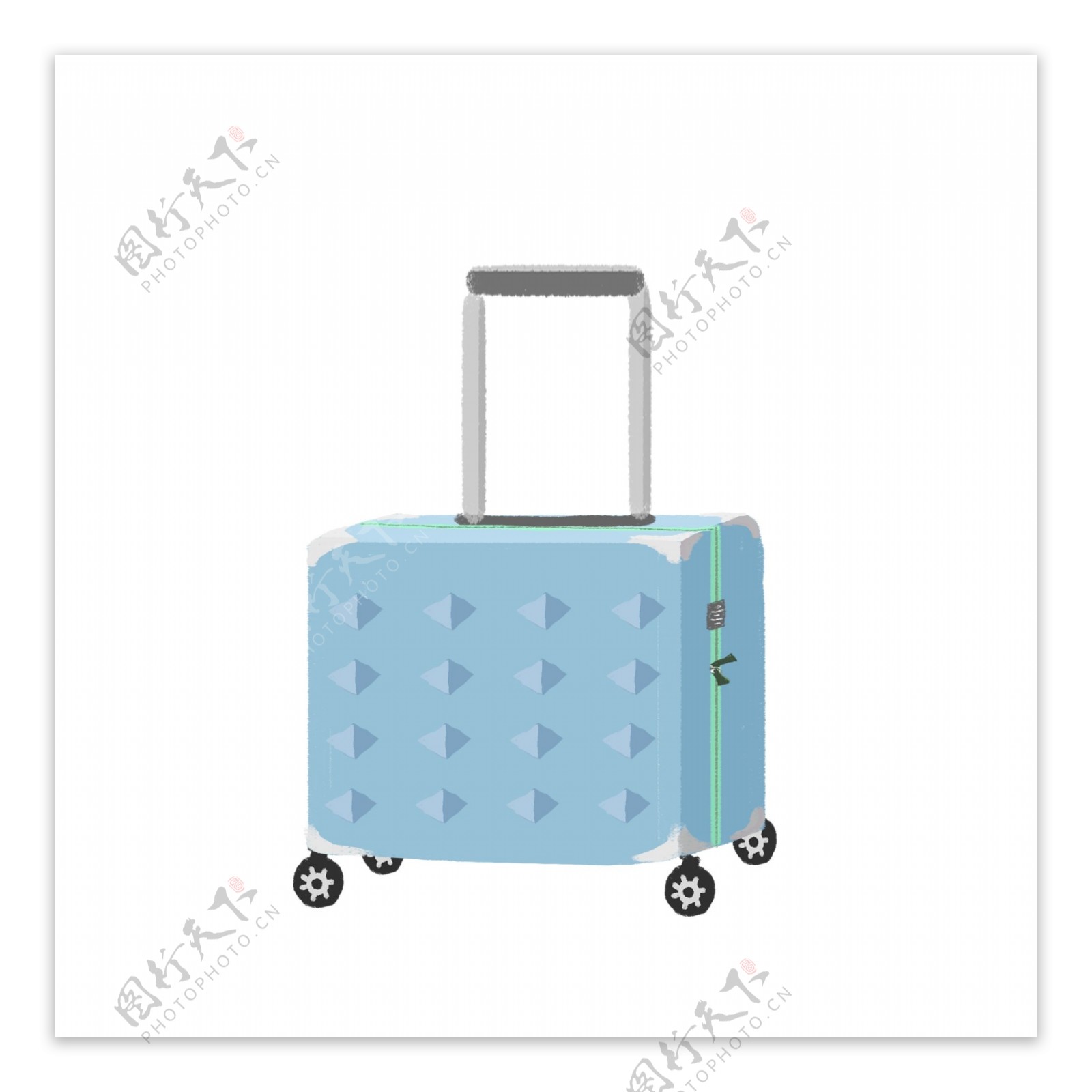 商用手绘简约微立体行李箱旅游出行度假元素