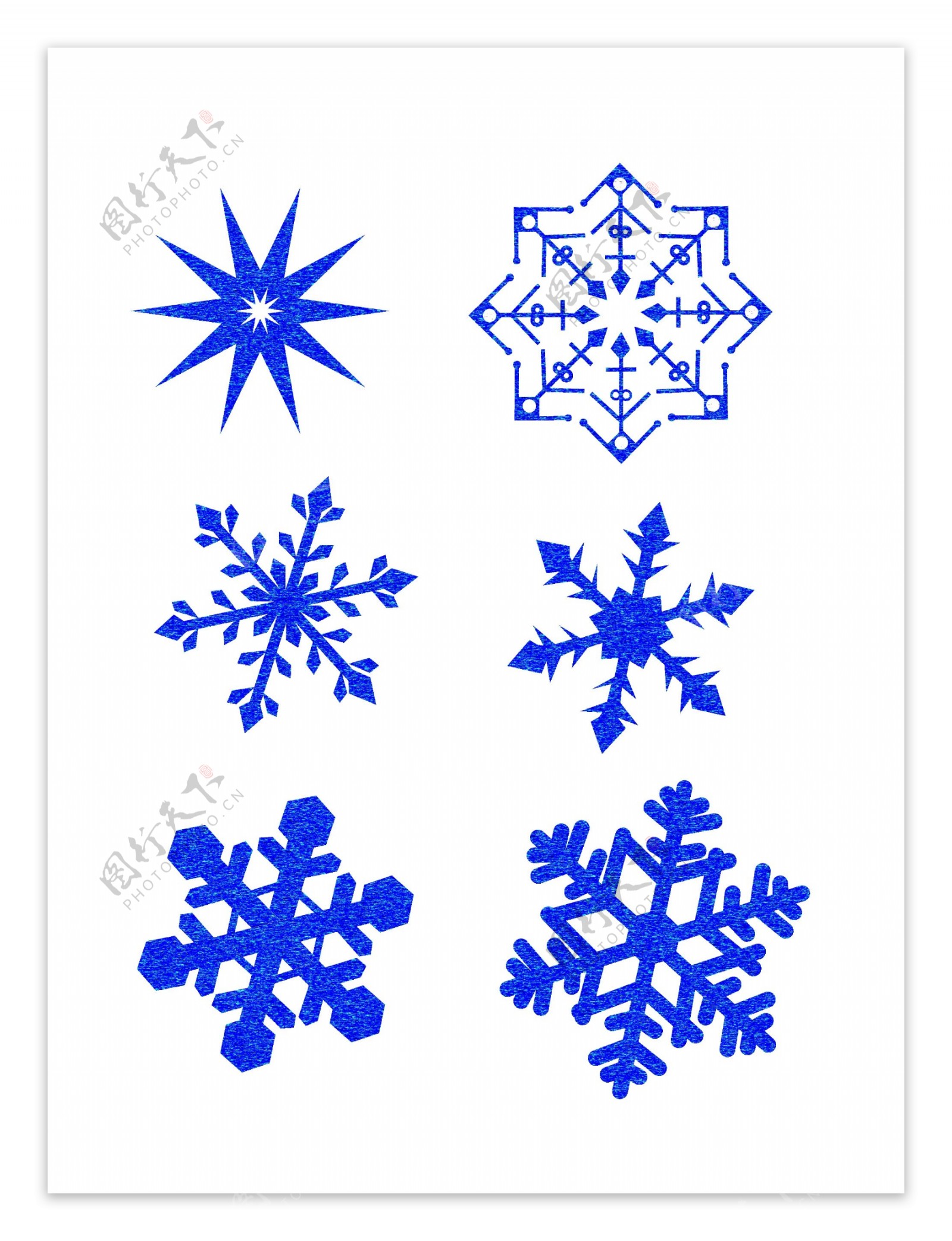 6款漂浮冬天雪花装饰图免抠颜色可变