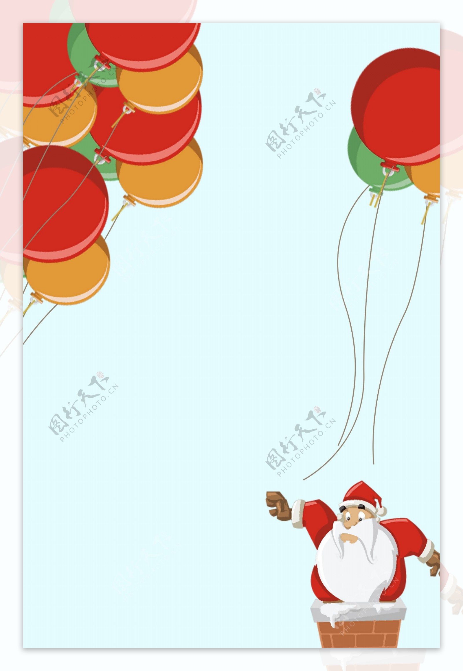 热气球手绘卡通圣诞节背景图