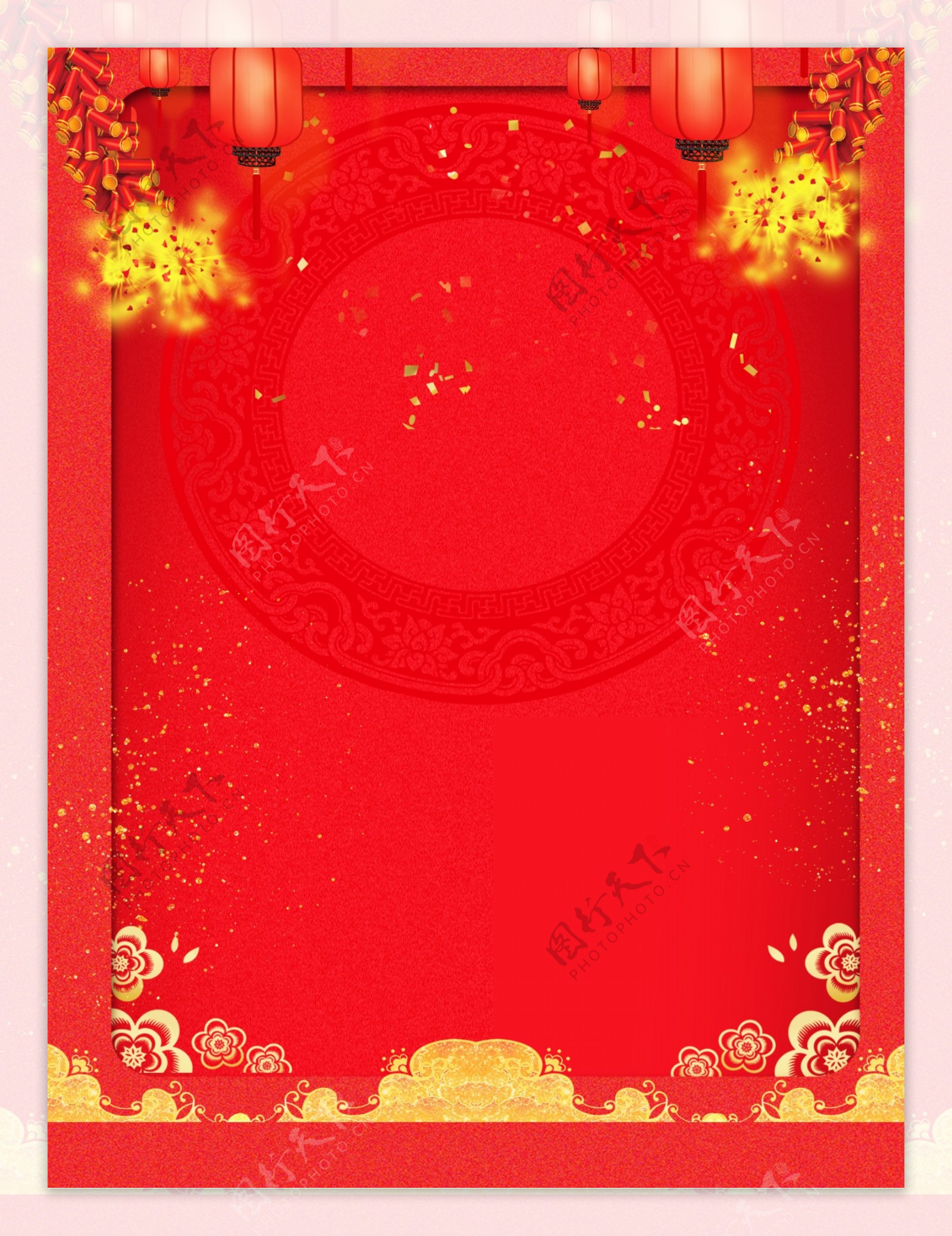 中国风红金新春背景设计
