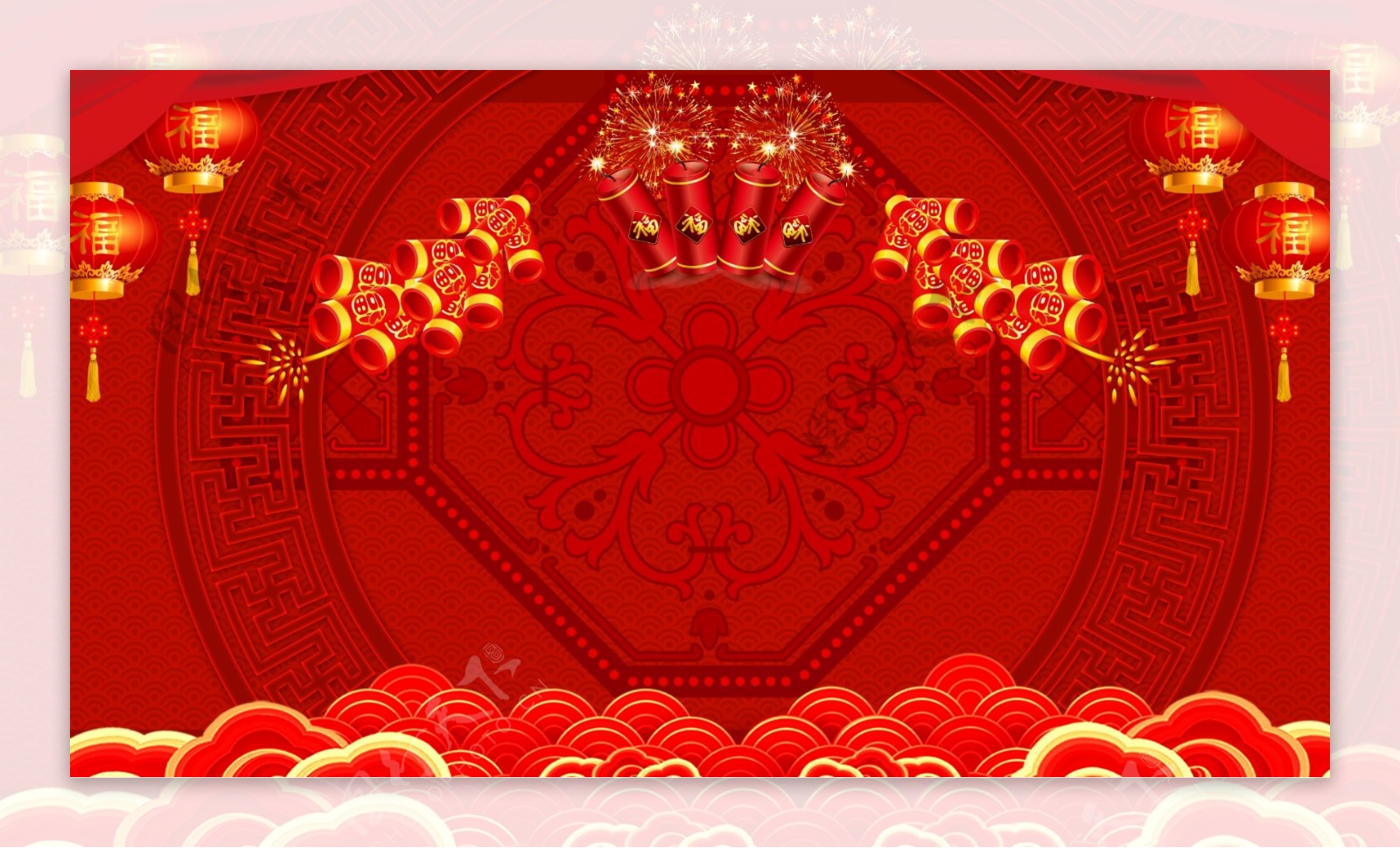 红色喜庆灯笼春节背景素材