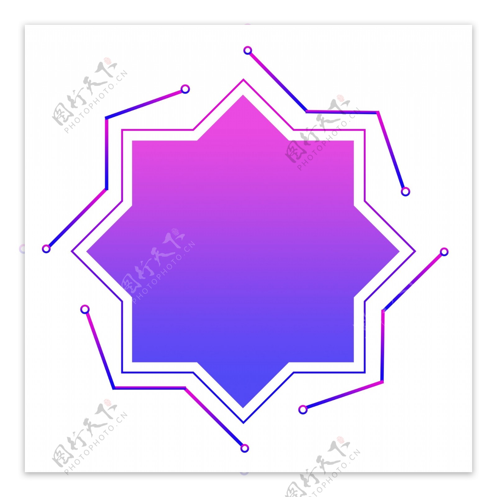 花边形状蓝紫色渐变边框线条装饰可商用