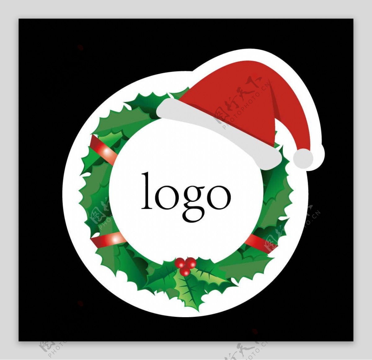 圣诞圆形地贴logo装饰