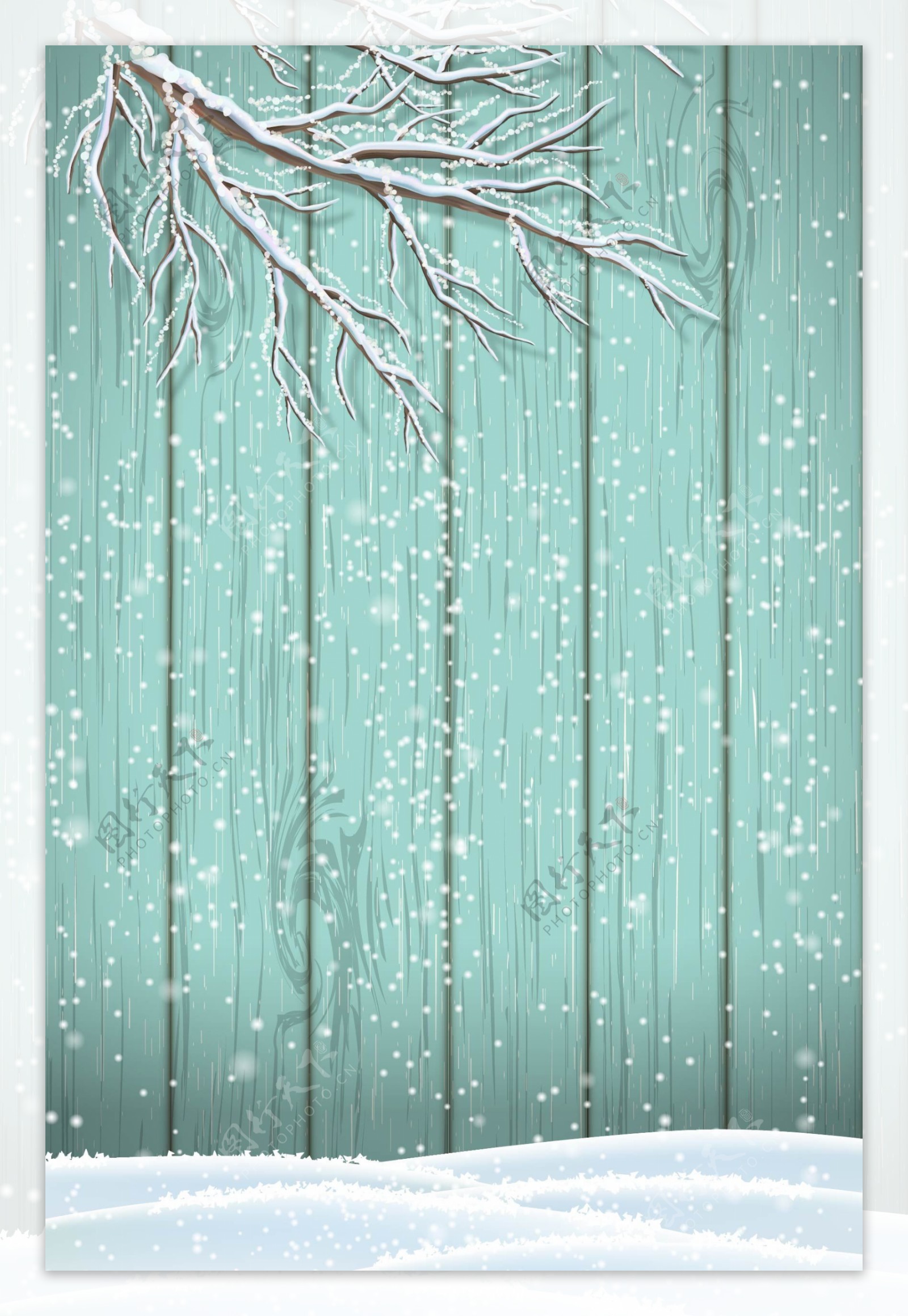 浪漫树林雪景背景
