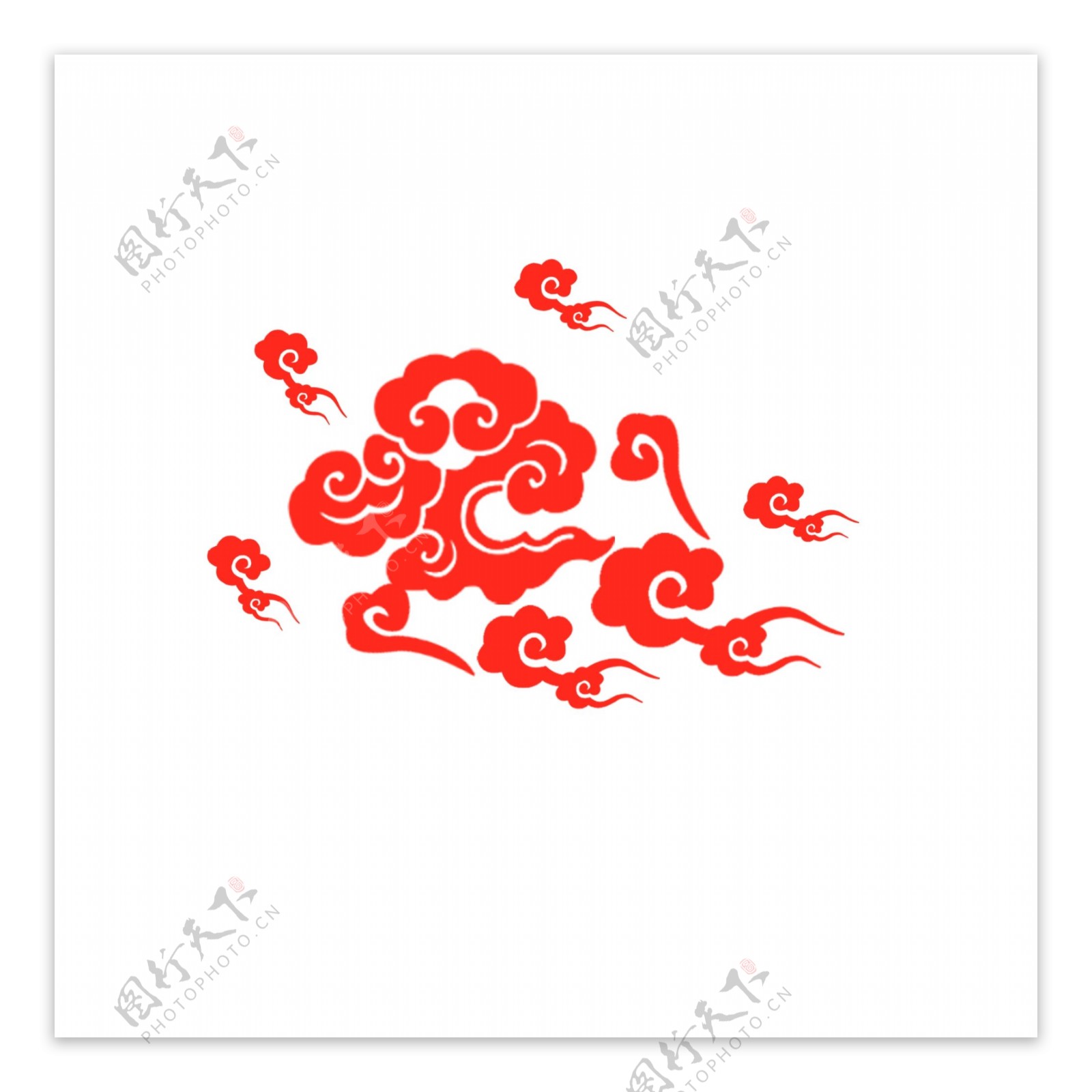 中国风传统红色祥云元素古典云朵图标可商用
