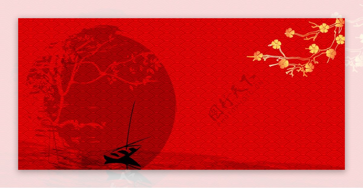 红色中国风复古背景设计