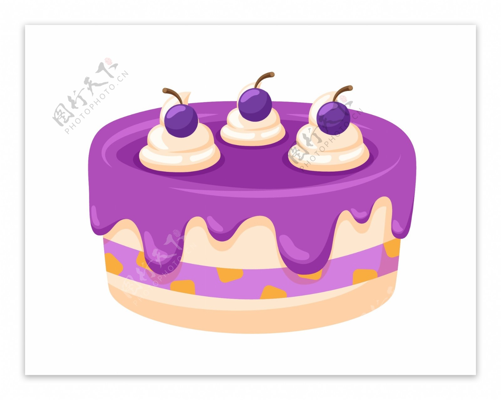 矢量清新紫色蛋糕元素
