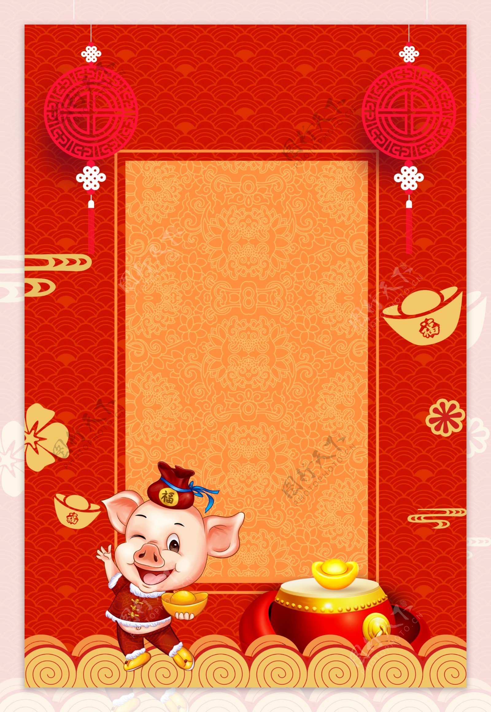 中国风猪年新年背景素材