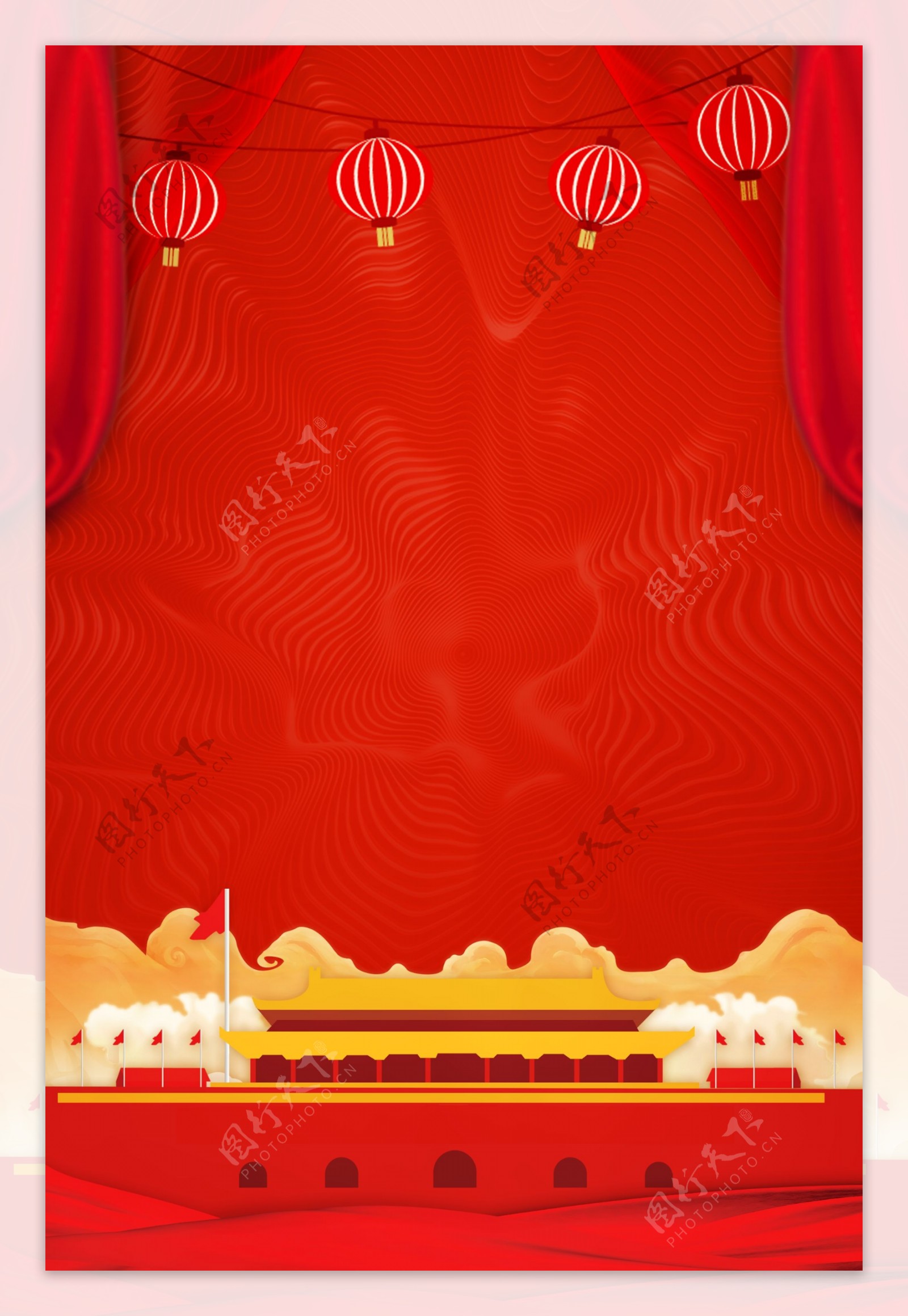 红色灯笼2019猪年背景设计