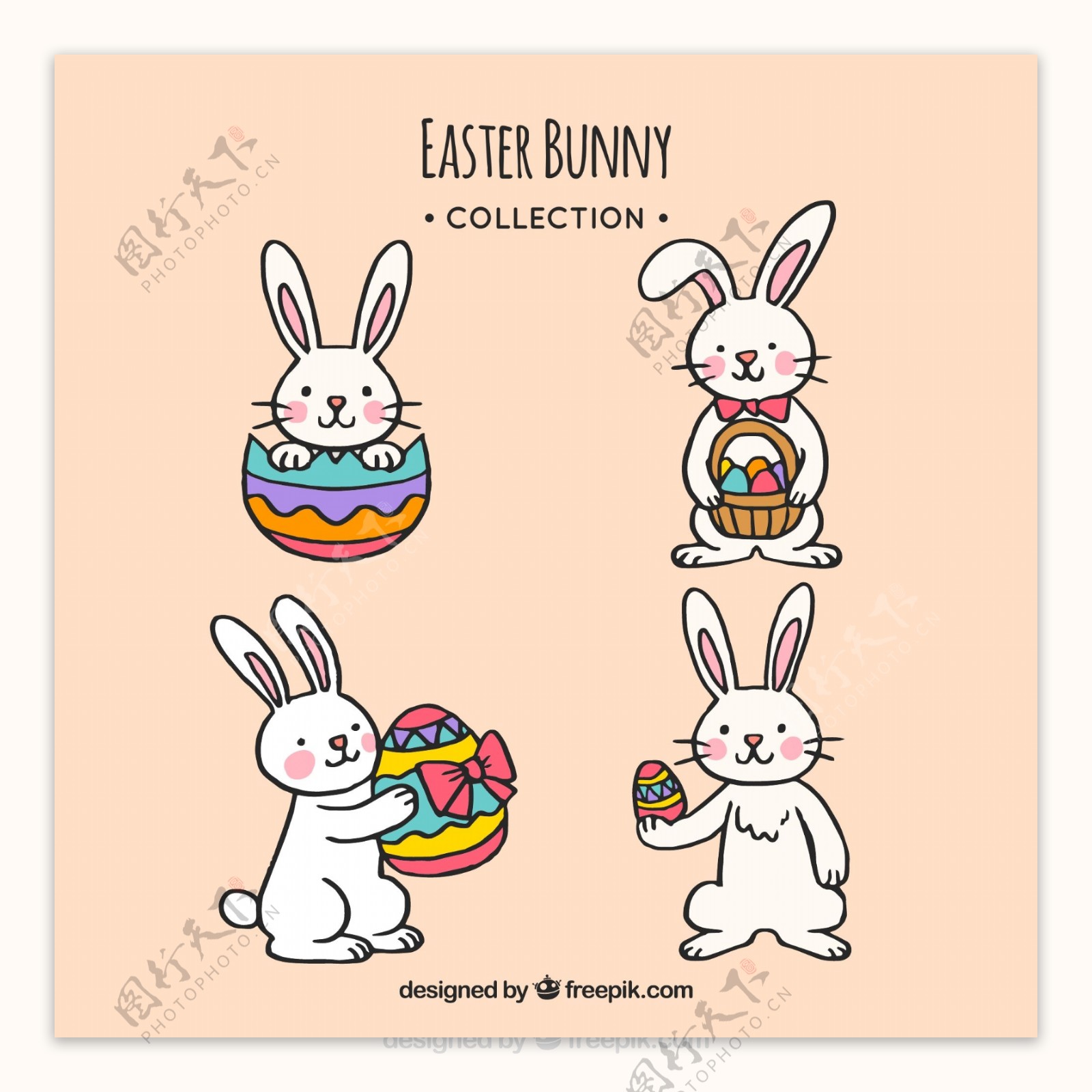 彩绘复活节彩蛋兔子