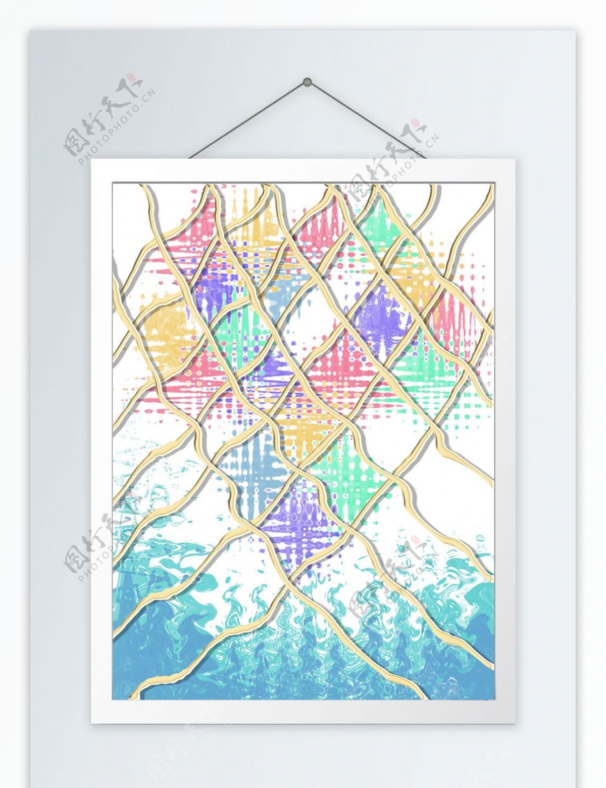 现代立体金色网客厅装饰画