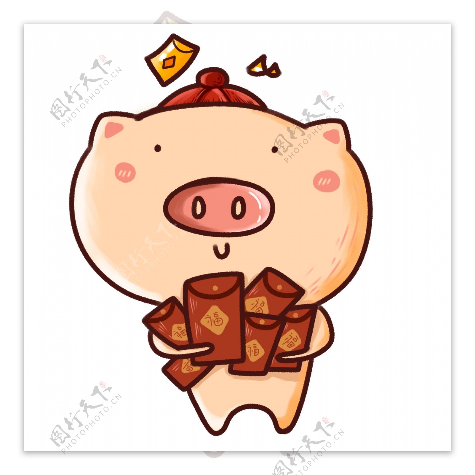 猪和红包Q版可爱漫画风春节元素