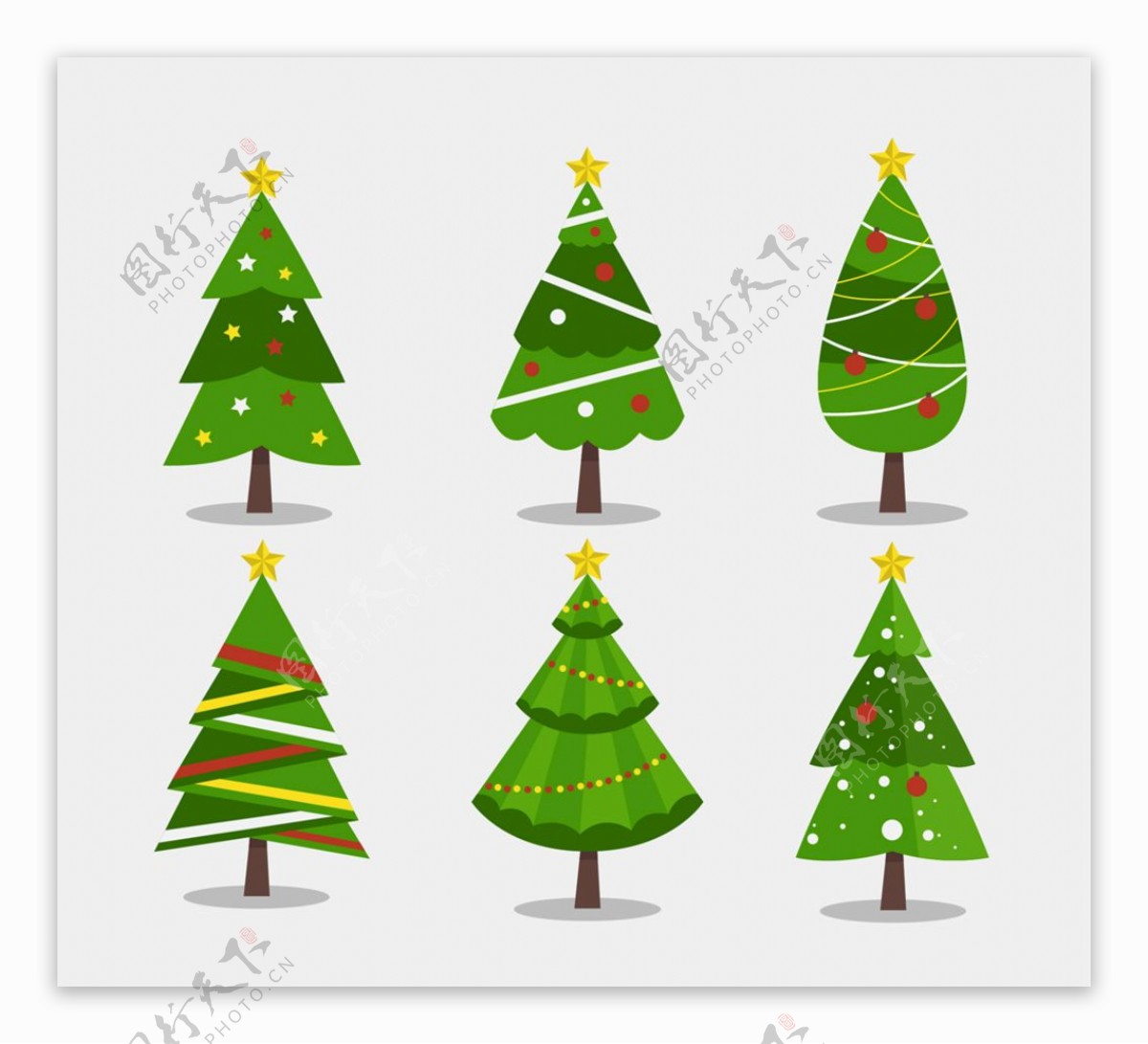 扁平化绿色圣诞树