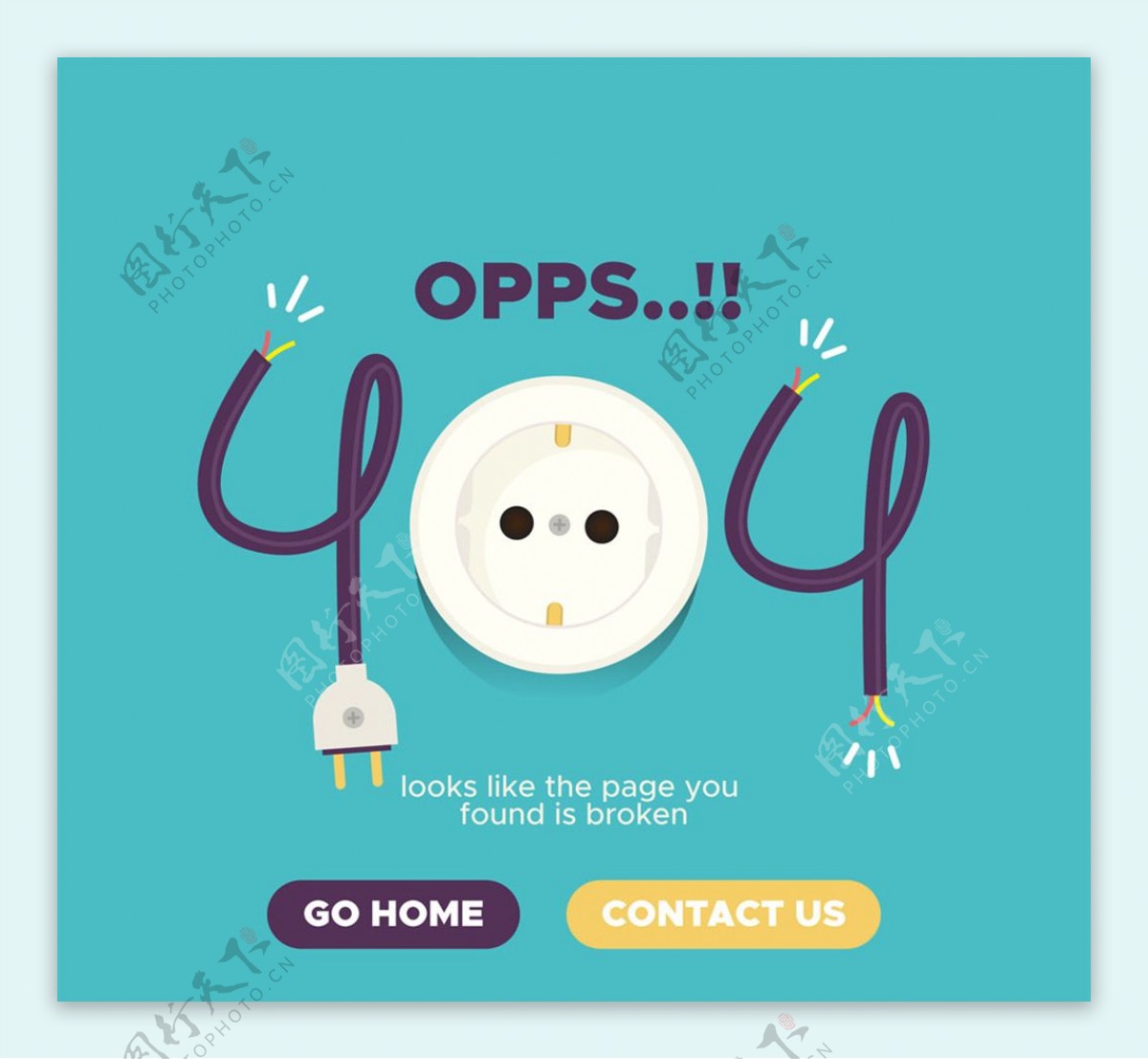 创意404错误页面插座矢量素材