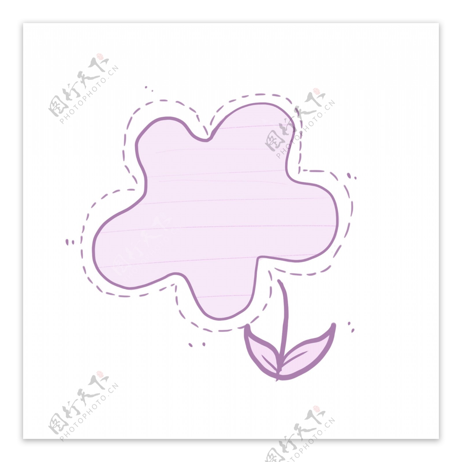 手绘手帐元素紫色花朵对话框装饰图案
