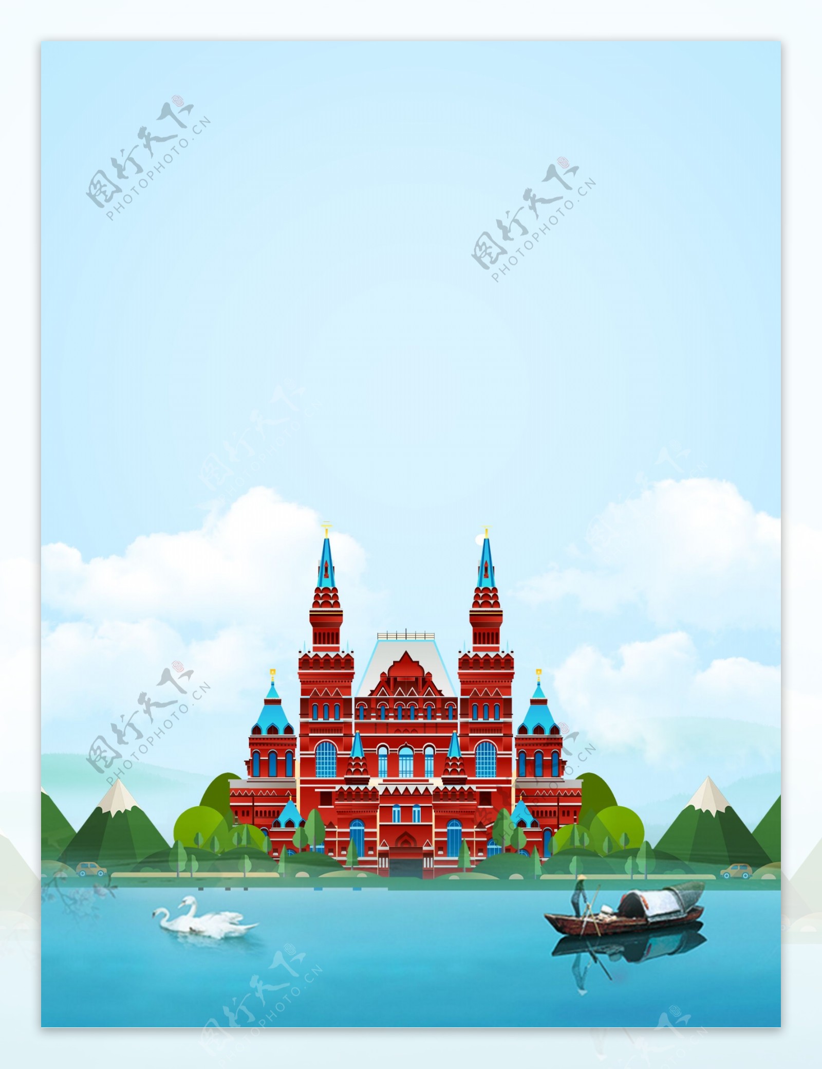 俄罗斯城堡旅游背景展板