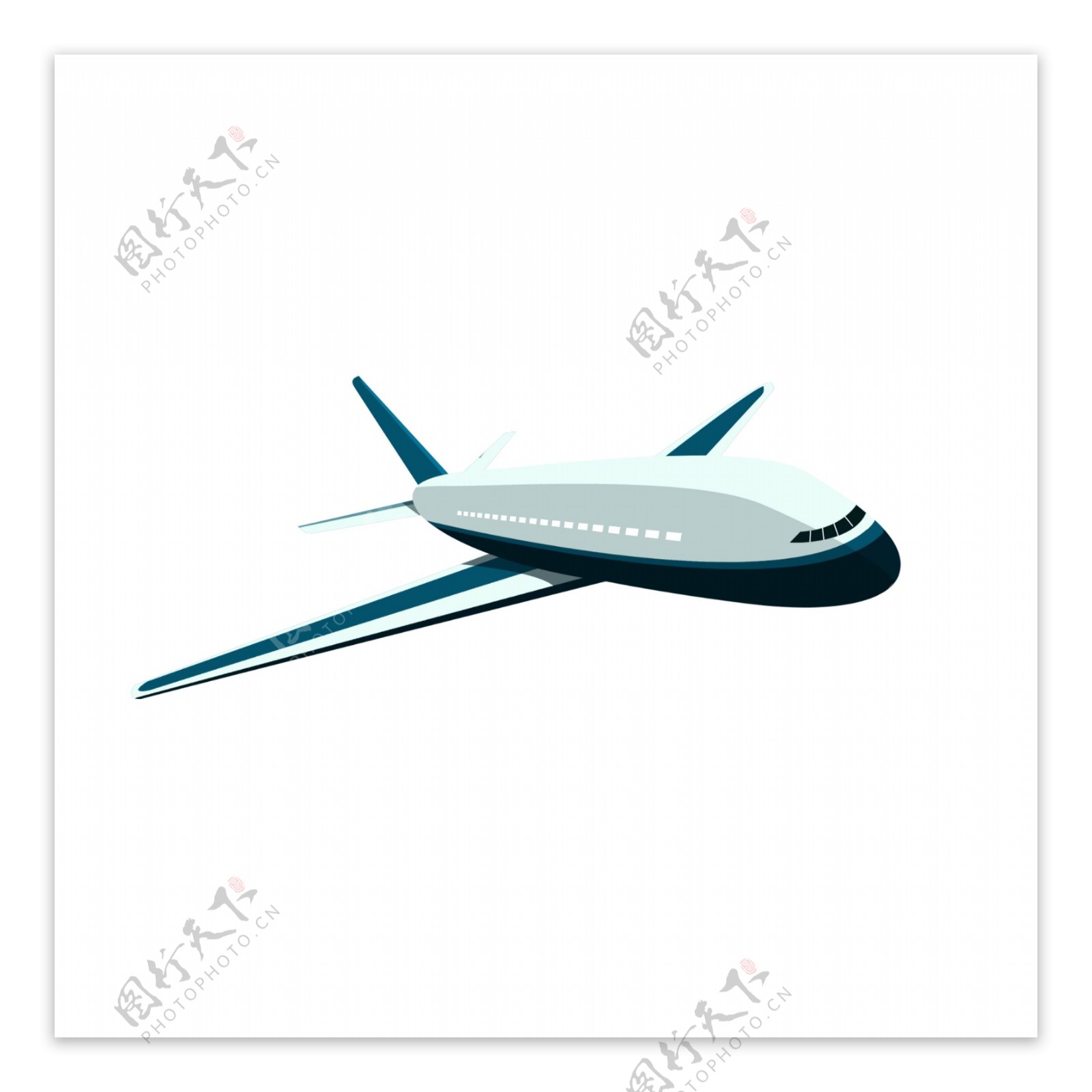 蓝色航空飞机交通工具扁平风元素