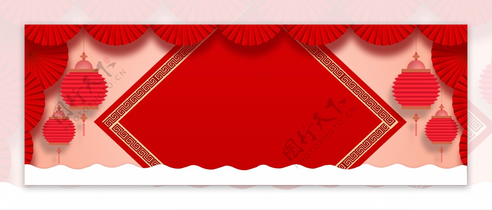 春节剪纸红色海报背景