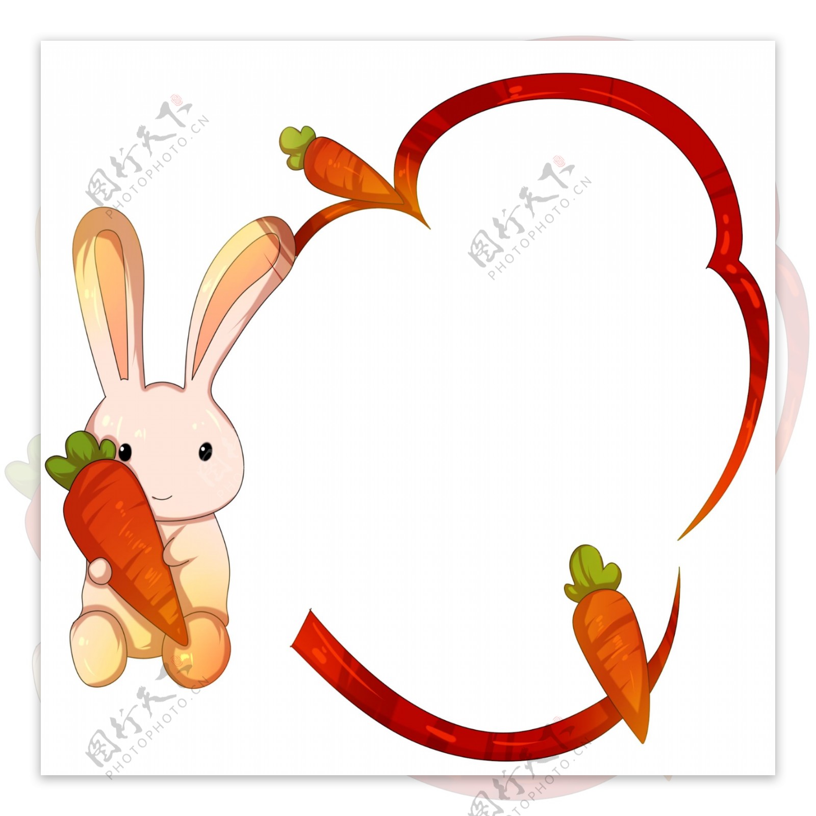 卡通手绘兔子和萝卜