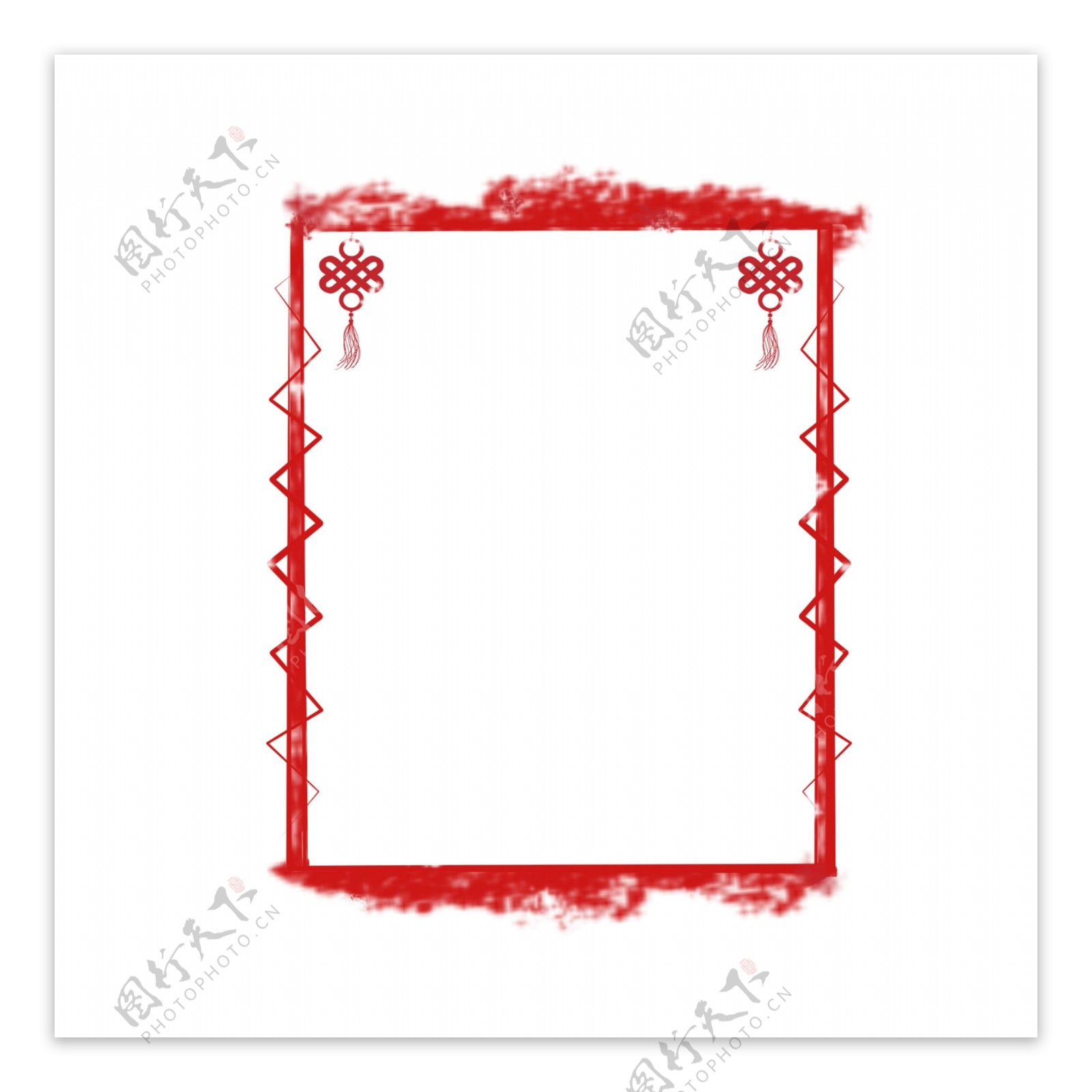 红色中国风水墨印章边框