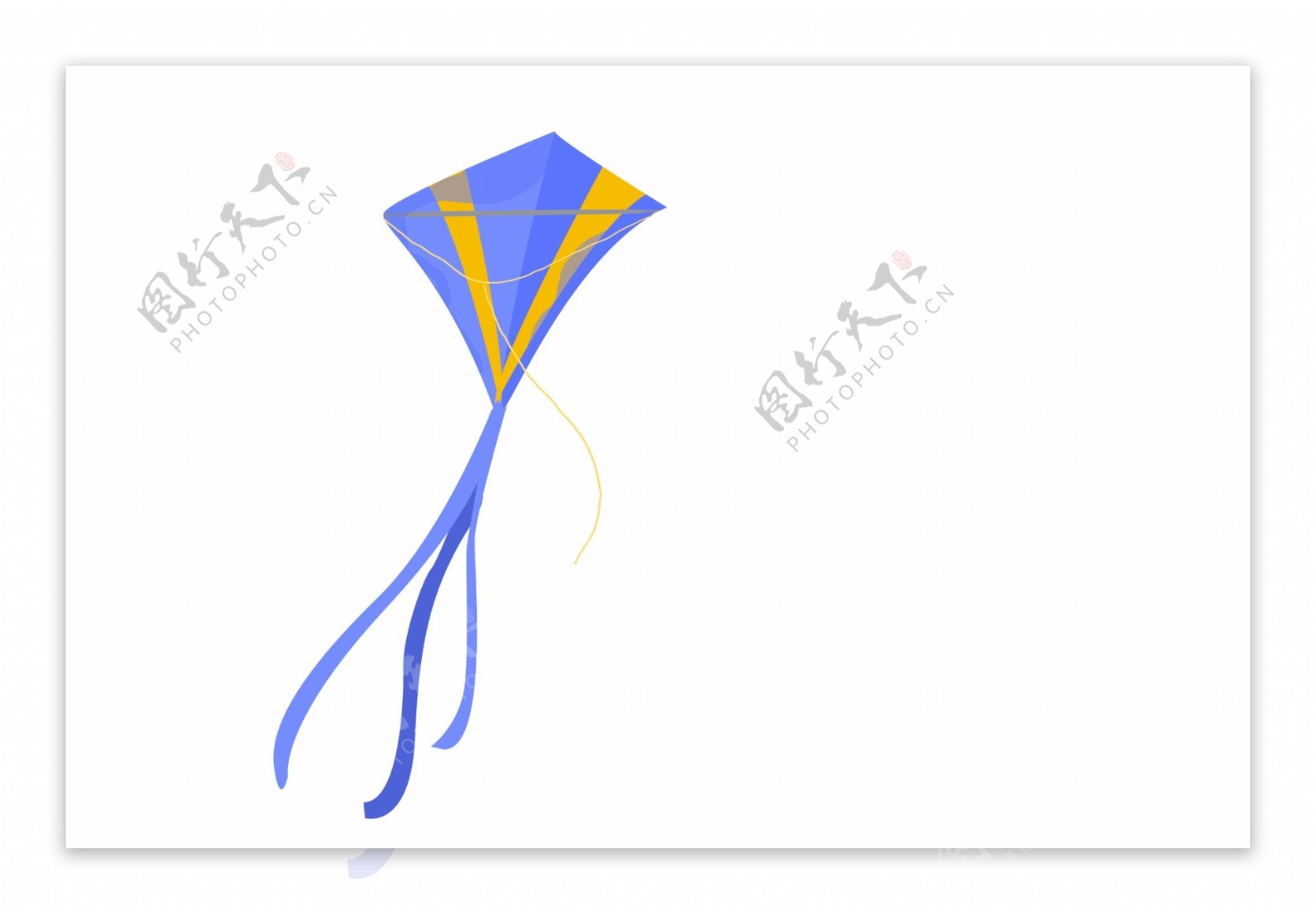 手绘蓝色的风筝插画