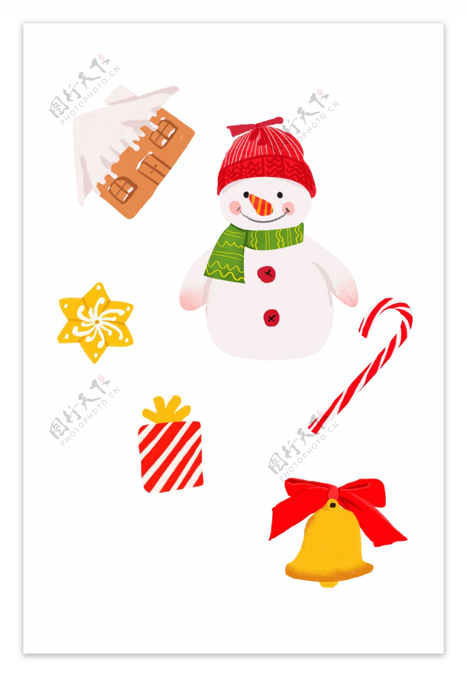冬日圣诞节卡通手绘雪人戴圣诞帽免扣透明图层免费下载