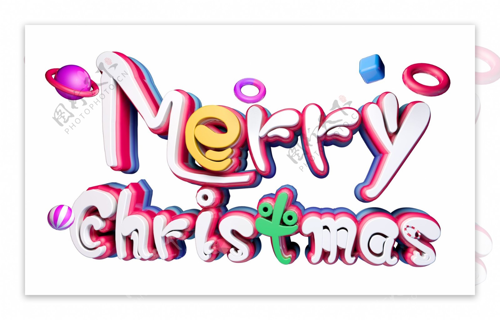 圣诞英文版3D字体设计