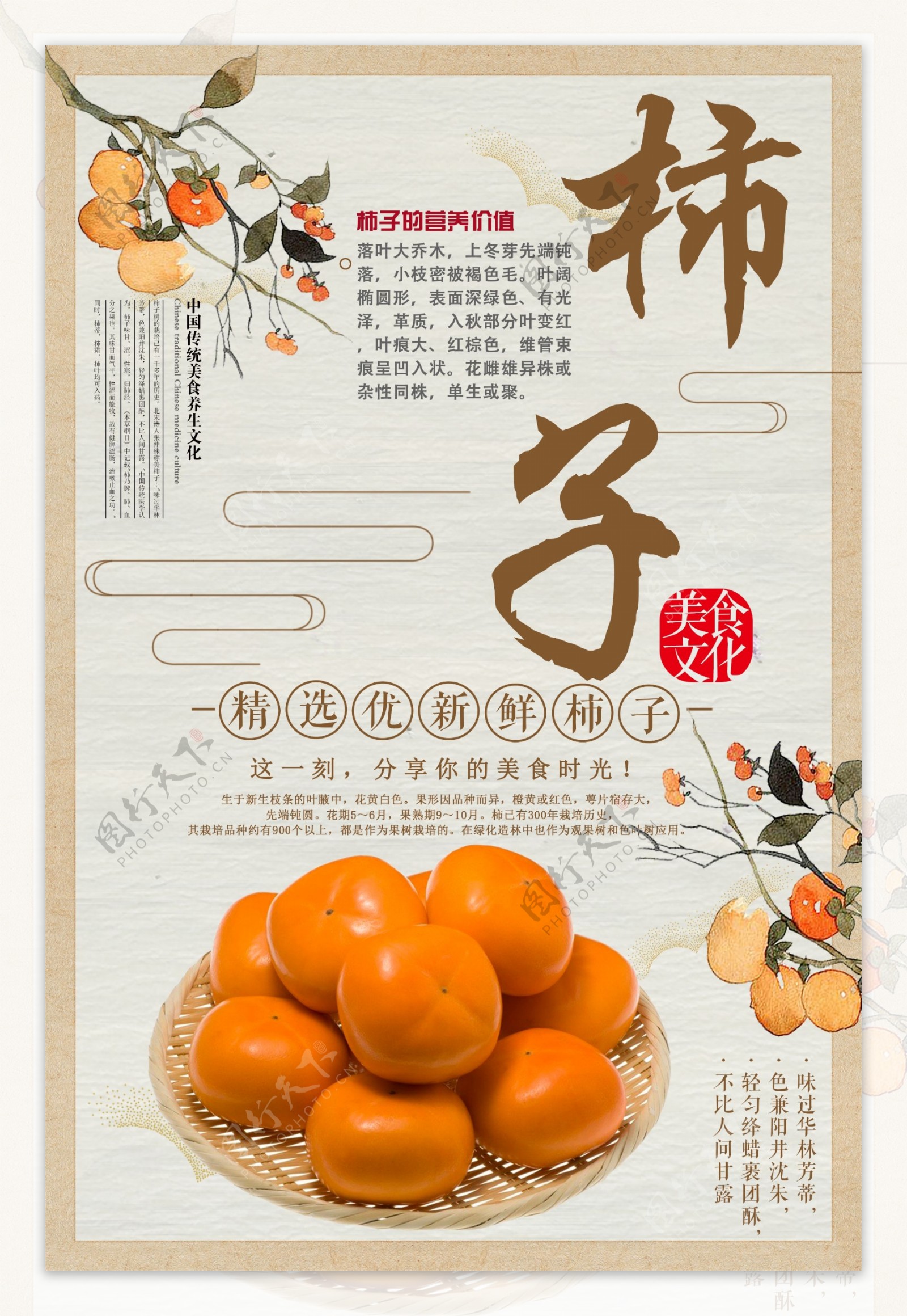 中国风柿子宣传海报