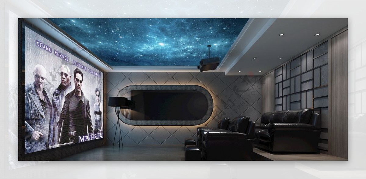 室内家庭影院效果图3D模型