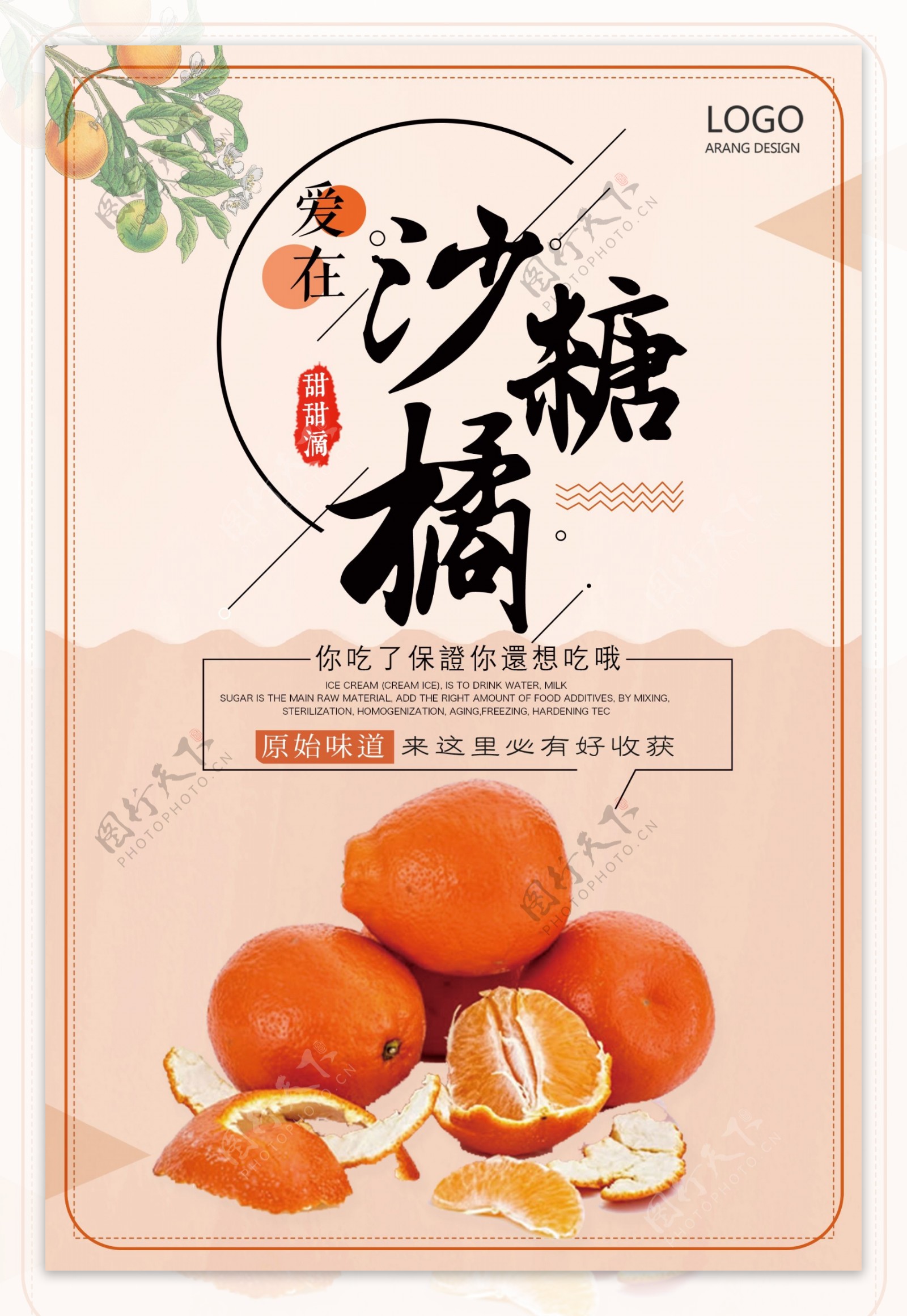 小清新水果砂糖橘海报设计
