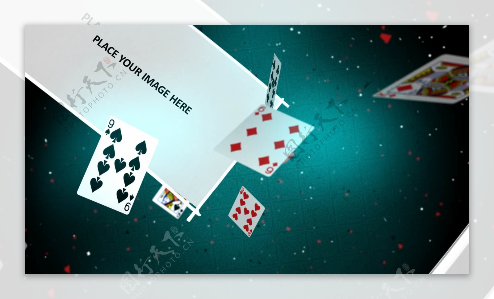 扑克牌空间中的图像内容展示ae模板