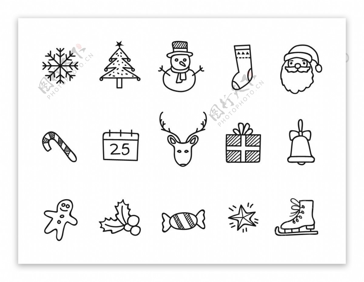 15个圣诞节的涂鸦图标