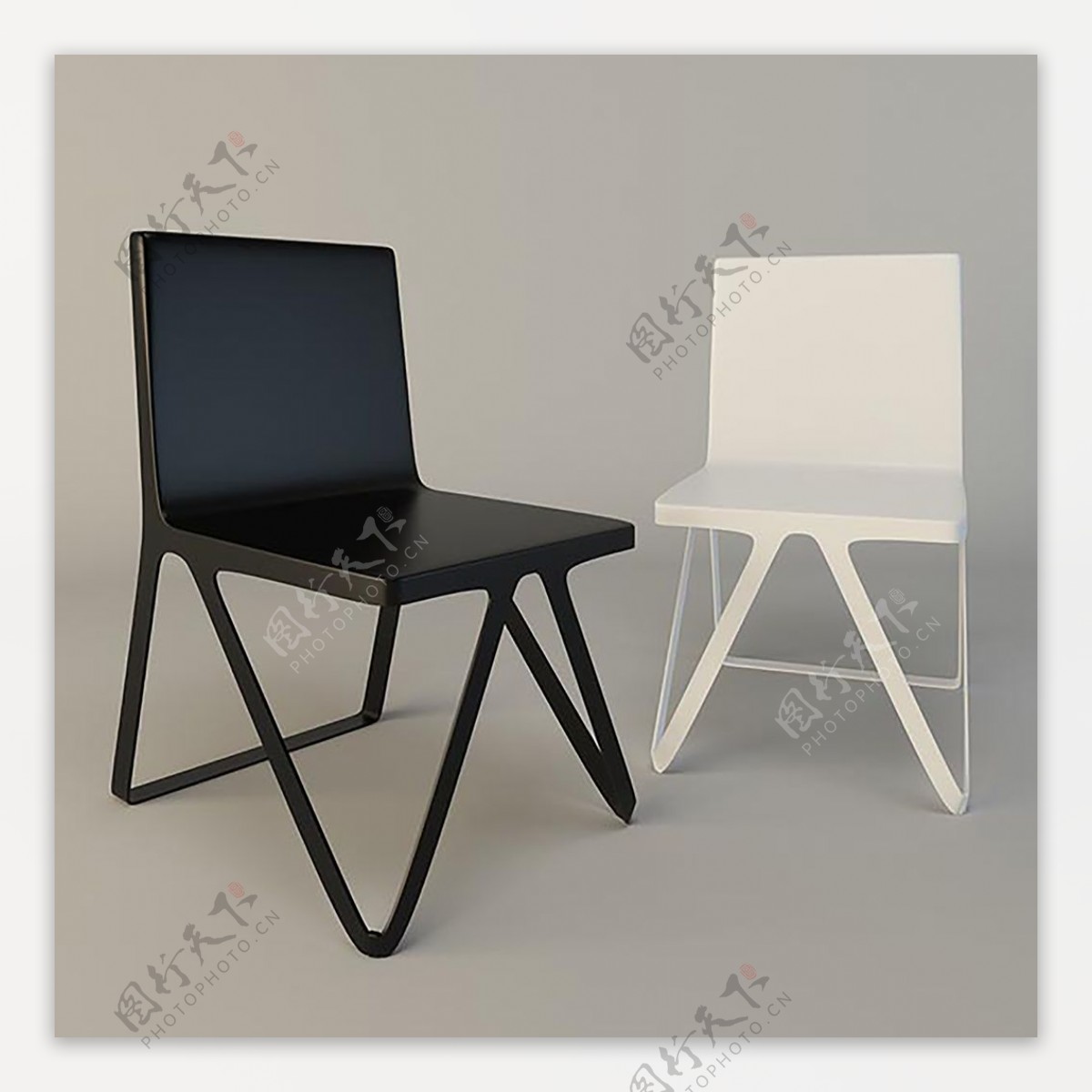 黑白简约椅子3D模型